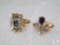 Lot (2) Ladies aluminum gold tone rings size 5 with Clear & Blue rhinestones