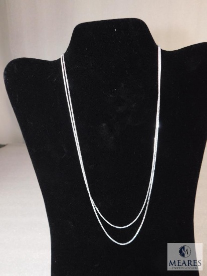 Lot (2) 20" Box Necklace 1.4mm 925 Sterling Silver 7 grams