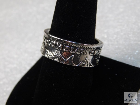 Mens size 10 Costume Ring silver tone band "World's Columbian Chicago"