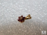 10K yellow Gold Diamond Garnet Charm - not marked, .6 grams