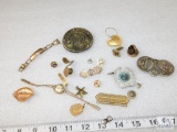 Lot of Vintage Pins & Jewelry Items includes Victorian Rolled Gold Pin, Ladies Watch, Club pins, etc