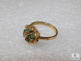 10k Yellow Gold Emerald and Diamond Ring approx 2.9 grams Size 6.25