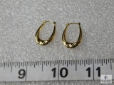 14kt Yellow Gold Drop Hoop Earrings approx. 1.0 grams