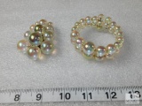 Vintage Iridescent Beaded Pin & Bracelet set