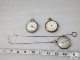 Lot of 3 Vintage Pocket Watches - Bull's Eye, Waltham, & Republic