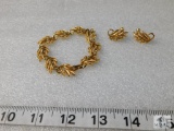 Napier Vintage Gold Tone Bracelet and Earring Set - Screw back Earrings