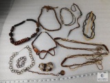 Lot of Brown & Earth tone Necklaces - Includes Wooden & Glass beads