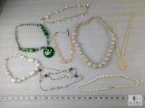Lot of Vintage Beaded Necklaces - Plastic, Wood, Shell, etc