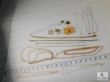 Lot Gold tone Costume Jewelry Necklaces, assorted pendants, Watch, Leaf Pin, and more