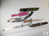 Lot assorted Knives for Repair and 2 Sheaths