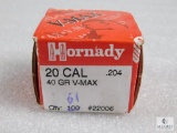 61 Count Hornady 20 Cal 40 grain V-Max Bullets .204