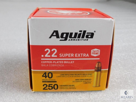 250 rounds Aguila Super Extra .22 long rifle ammo. 40 grain copper plated high velocity.