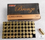 50 rounds PMC .40 S&W ammo. 165 grain FMJ. Brass cased.