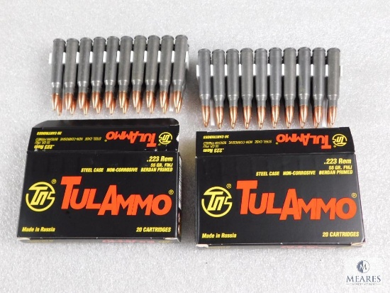 40 rounds TulAmmo .223 REmington ammo. 55 grain FMJ.