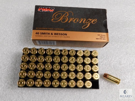 50 Rounds PMC .40 S&W Ammo 165 Grain FMJ Brass Cased