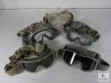 Lot of 5 Military Safety Glasses / Goggles - Adjustable Strap, each with Lens Cover