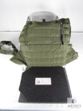 Tactical Scorpion Gear Level III Ballistic Body Armor Molle Green Vest & (2) Strike Faces 10