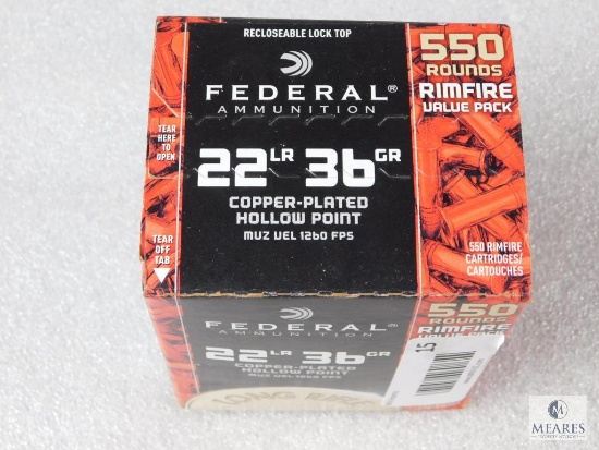 550 rounds 22LR 36gr Copper Plated Hollow Point Federal Ammunition Ammo