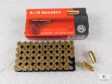 50 Rounds Geco 9x18 Makarov Ammo FMJ 95 Grain 1017 FPS