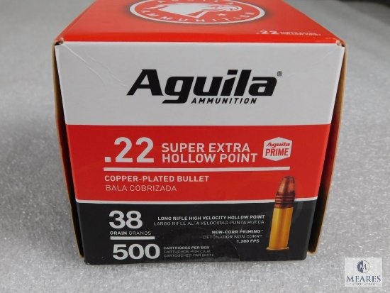 500 Rounds Aguila .22 LR Ammo 38 Grain Copper Plated Hollow Point High Velocity 1280 FPS