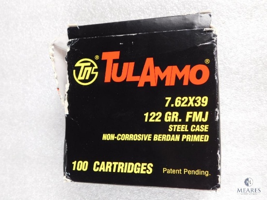 100 Rounds Tulammo 7.62x39 Ammo 122 Grain FMJ