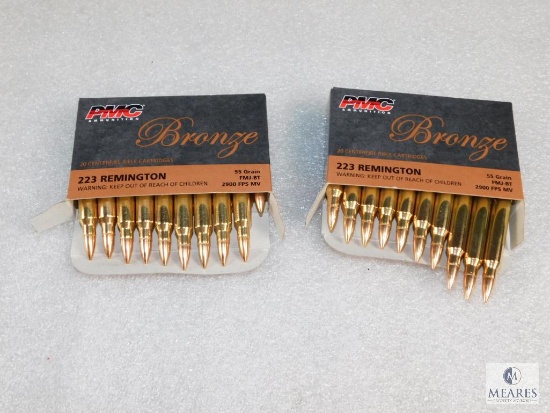 40 Rounds PMC .223 REM 55 Grain FMJ boat tail Ammo