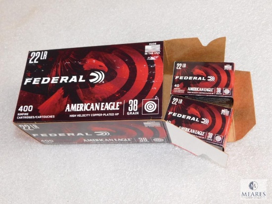400 Rounds Federal .22 LR AMmo 38 Grain Copper Plated Hollow Point
