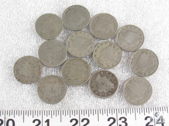 Lot of 13 Mixed Date and Mint Liberty V Nickels 1900-1912