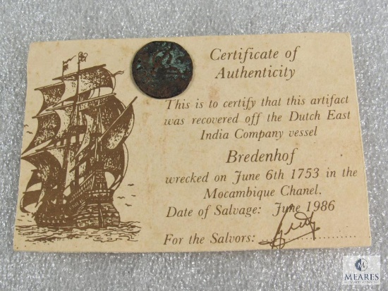 Bredenhof Shipwreck Coin - June 6, 1753