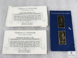 JFK and Truman - Hamilton Mint Presidential Ingots - 24k gold over .999 fine silver