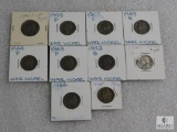 Lot of (10) World War II Wartime Alloy Nickels