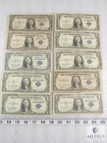 Group of (10) US $1 Silver Certificates