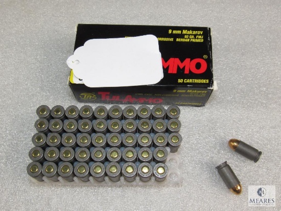 50 Rounds Tulammo 9mm Makarov 92 Grain FMJ Ammo