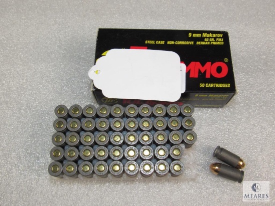 50 Rounds Tulammo 9mm Makarov 92 Grain FMJ Ammo