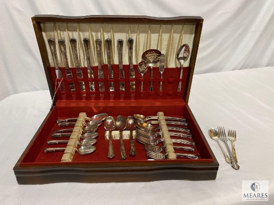 73-Piece WM Rogers Overlaid Pattern Stainless Flatware in Tarnish Free Box