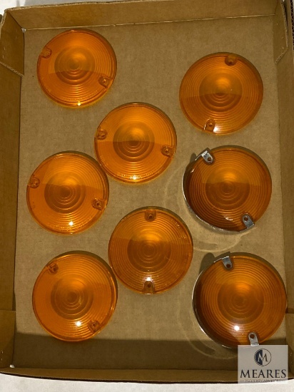 Eight Harley Davidson Amber Turn Signal Covers with Two Visors