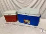 Rubbermaid 34 Quart Cooler with Small Rubbermaid Cooler