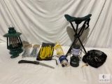 Camping Lot with Coleman Bug Zapper, Coleman Lantern, Headlamps, Stakes, and More