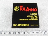 100 rounds Tulammo 7.62x39 ammo 122 grain FMJ