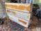 Three Metal Filing Cabinets and Wooden Chicken Coop