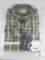 New Beretta Mens Drip Dry Button Up Green & Beige Check Shirt Size Large