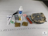 Military Camo Pouch First Aid Kit includes Scissors, Knife, Adhesive Tape, Magnifying Glass,