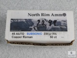 50 Rounds North Rim Ammo .45 Auto Subsonic 230 Grain