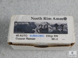 50 Rounds North Rim Ammo .45 Auto Subsonic 230 Grain RN Ammunition