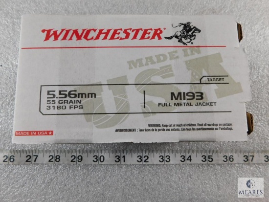 150 Rounds Winchester 5.56 Ammo M193 55 Grain FMJ. 3180FPS