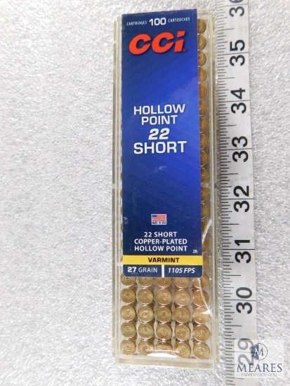 100 Rounds CCI 22 Short Ammo. 27 grain 1105FPS. Copper-Plated Hollow Point.