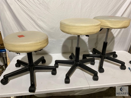 Three Adjustable Cushioned Rolling Stools