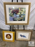 Three Framed Under Glass Art Pieces