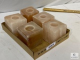 Five Square Himalayan Pink Sea Salt Tealight Candle Holders