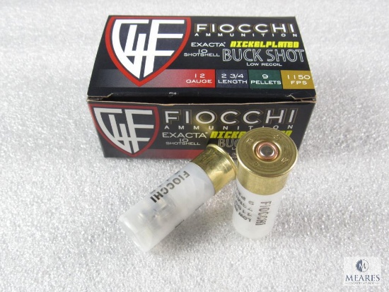 10 rounds Fiocchi .12 gauge Buckshot. 00 Buck nickel plated low recoil 2 3/4" 1150 fps